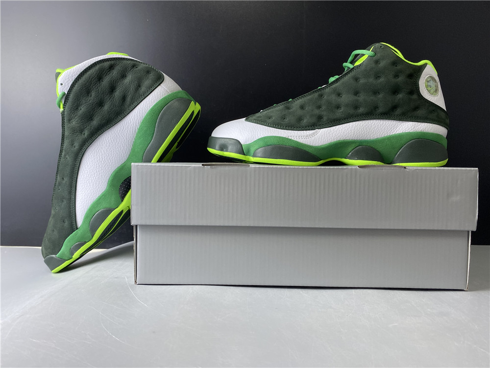 New Men Air Jordan 13 Retro Green White Shoes